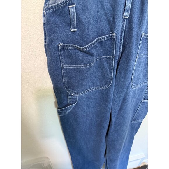 VTG Mickey Unlimited Denim Overalls Blue Mickey Mouse Pocket Womans L - Picture 3 of 8